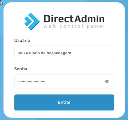 Login de usuário para painel de hospedagem DirectAdmin