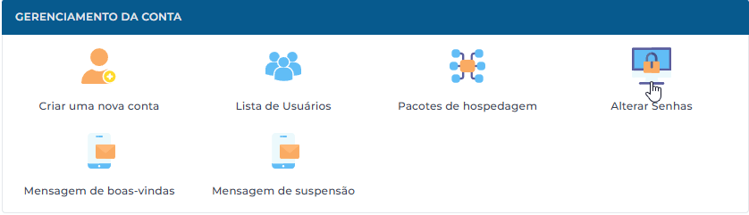 Opção para alterar senhas no DirectAdmin