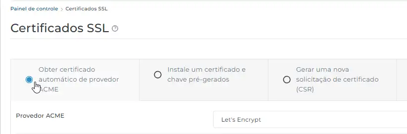 ativar Let's Encrypt DirectAdmin