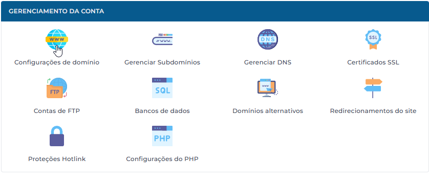 Configurações de domínio para clientes de revenda no DirectAdmin