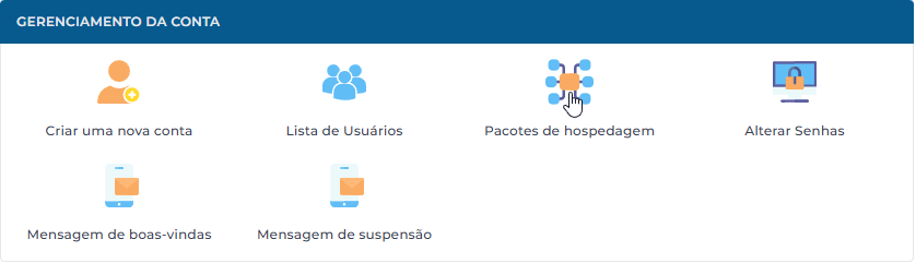 Criação de pacotes de hospedagem de sites no DirectAdmin