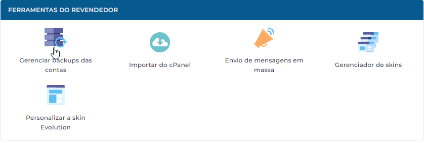 Ferramenta de gerenciamento de backups no painel DirectAdmin