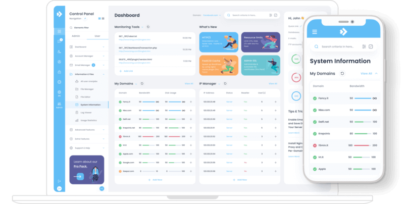 Painel DirectAdmin da ACQUAHOST utilizado nos planos de hospedagem de sites