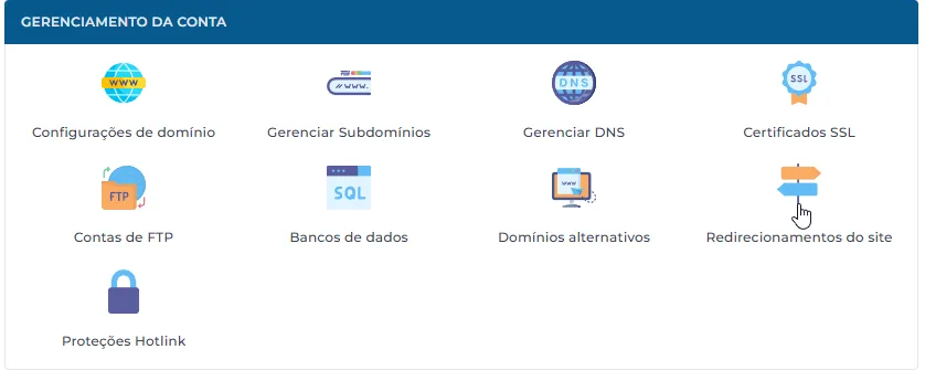 configurar redirecionamento DirectAdmin